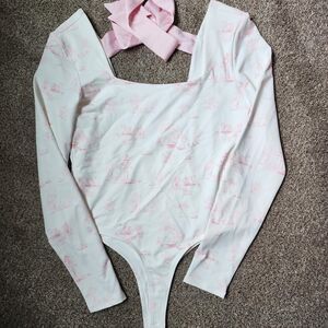 Yummie Women's White and Pink Bodysuit